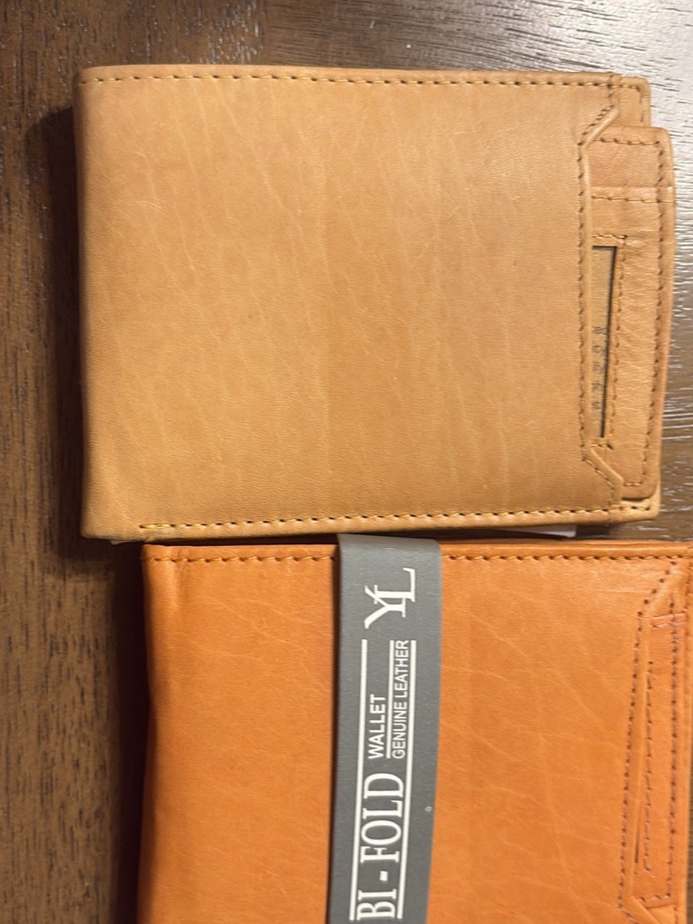 2 Mens Genuine Leather Bi-Fold Wallets Tan Colors